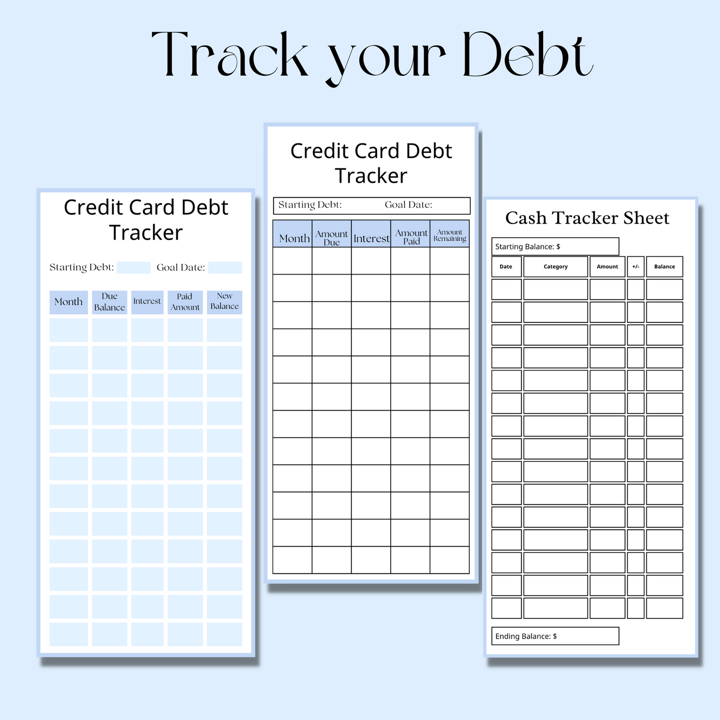 Digital Credit Card Tracker for Debt Payoff (DOWNLOAD)